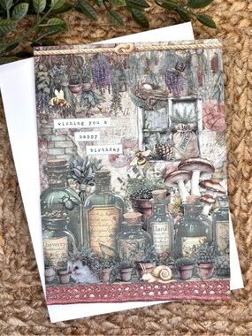 Handmade Apothecary Happy Birthday Greeting Card
